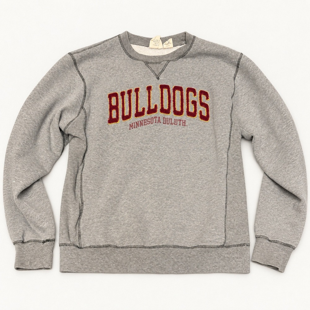 Blue 84 Minnesota Duluth Bulldogs Crewneck Sweatshirt Gray UMD Applique Small